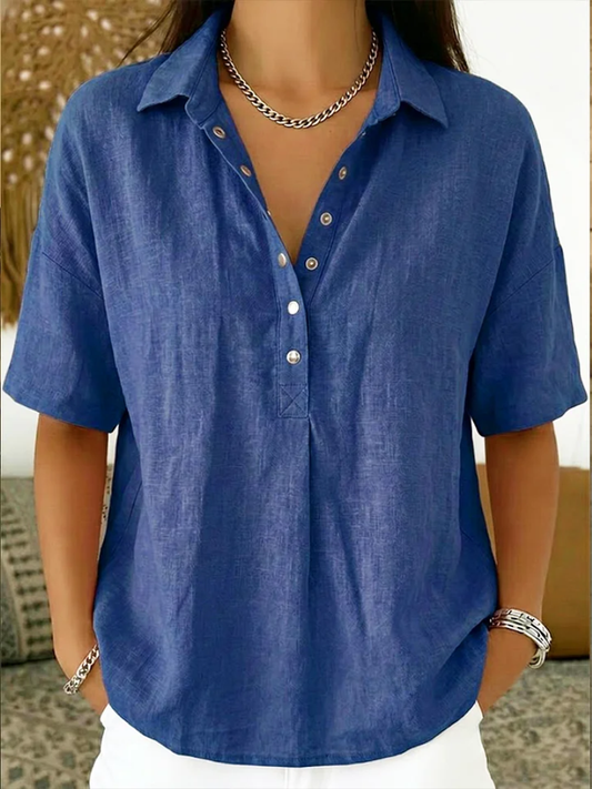 Blusa Elegante com Gola e Botões