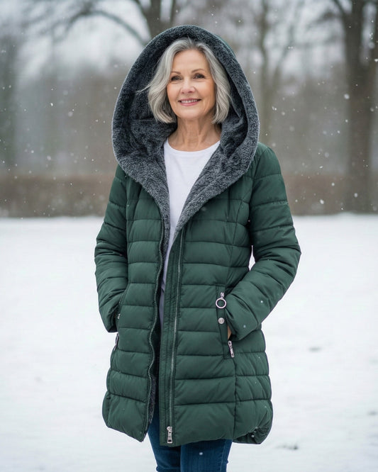 Elena - Comfortabele Gewatteerde Winterjas met Capuchon