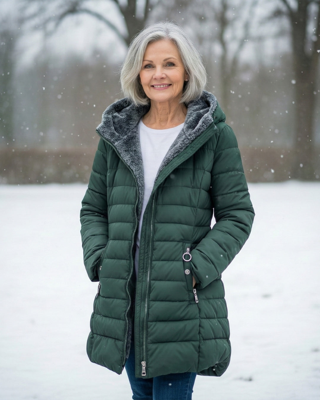 Elena - Comfortabele Gewatteerde Winterjas met Capuchon