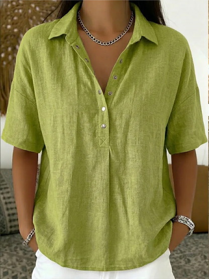 Blusa Elegante com Gola e Botões