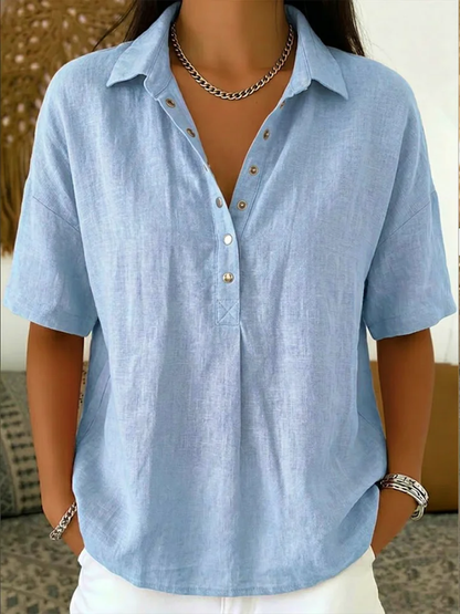 Blusa Elegante com Gola e Botões