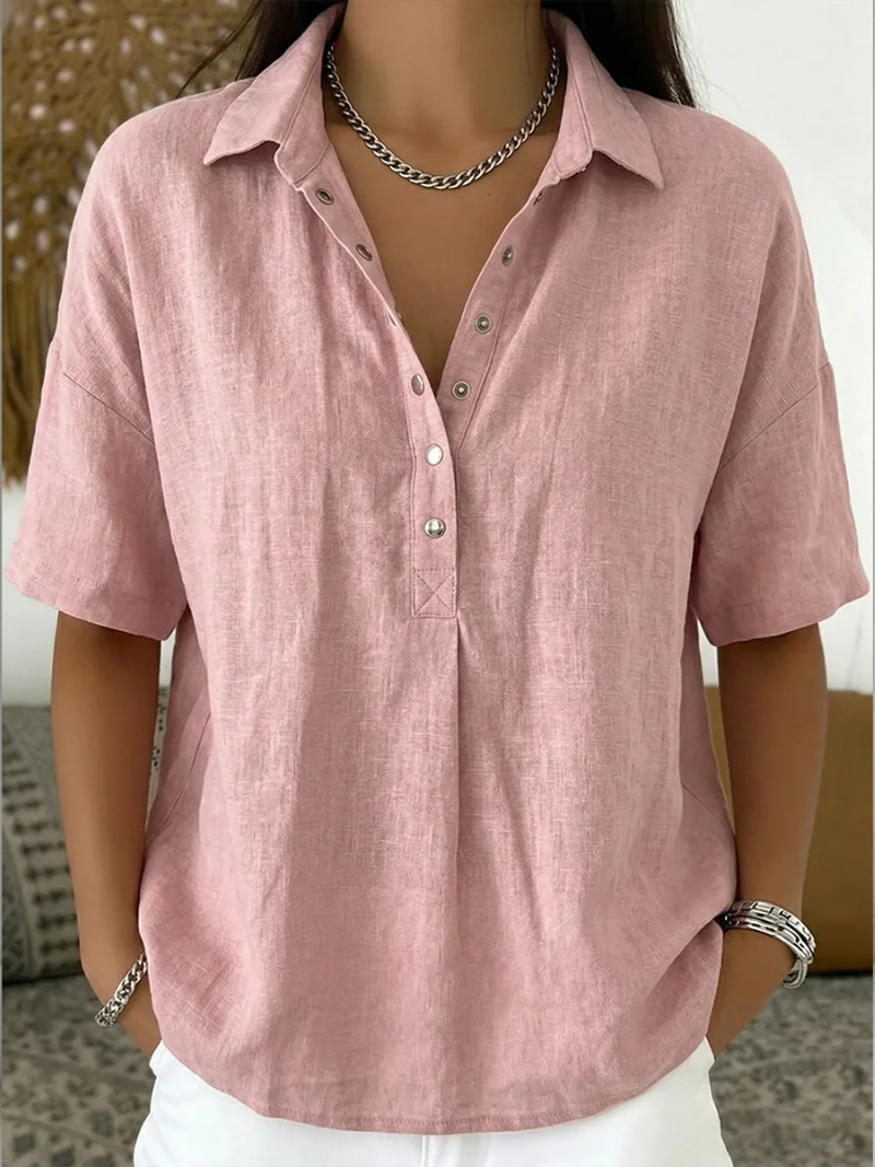 Blusa Elegante com Gola e Botões
