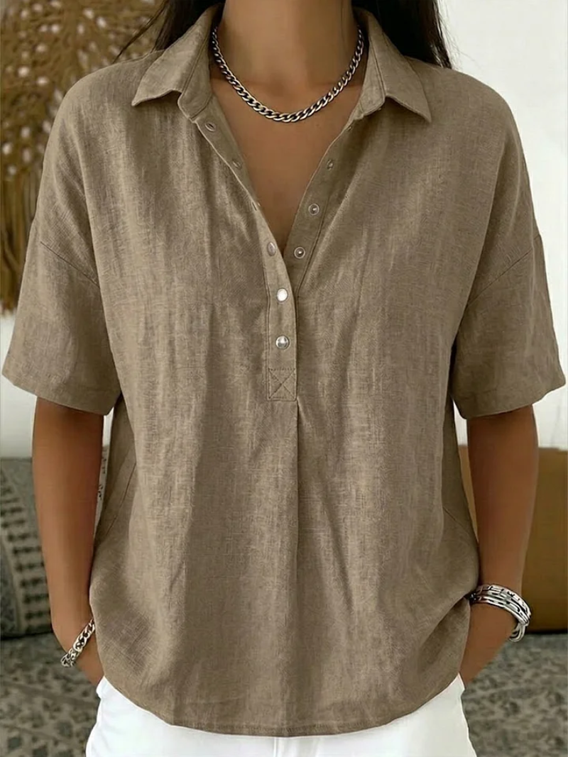 Blusa Elegante com Gola e Botões