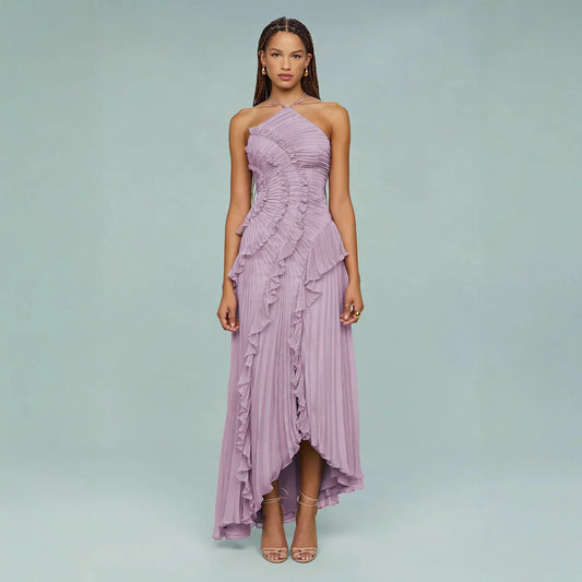 Seravelle™ Vestido Maxi Plissado Elegante