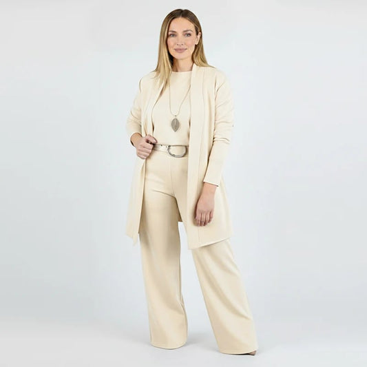 Elegante - 3-delige set bestaande uit een lange cardigan, top en broek