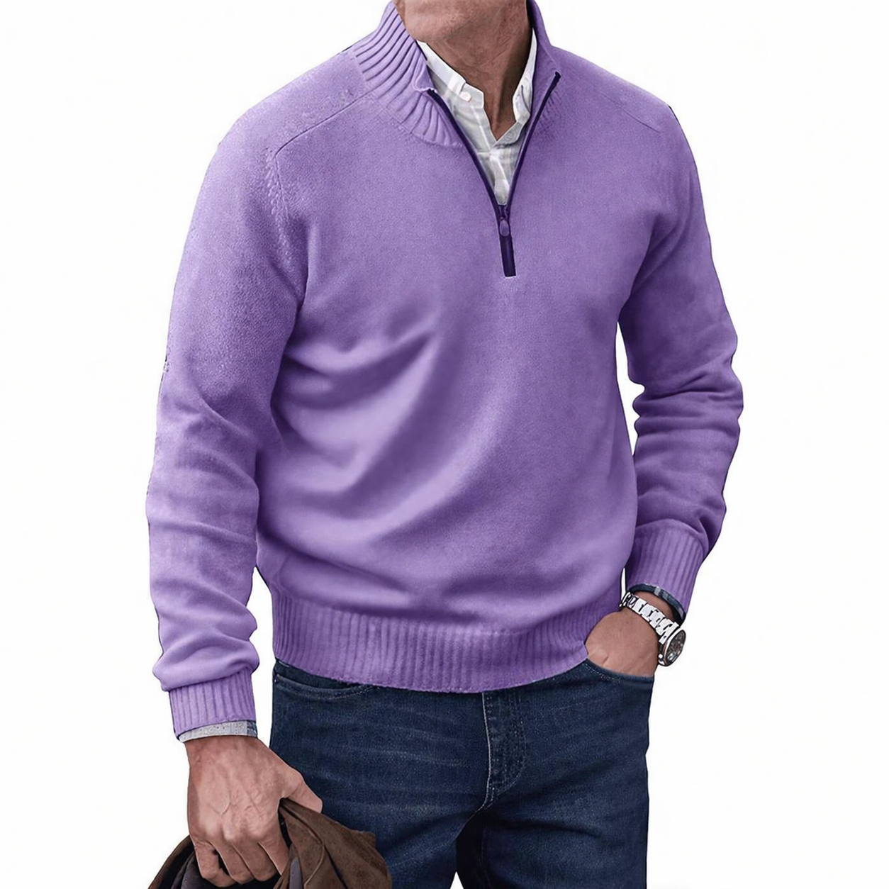 Camisola de Malha com Fecho de 1/4