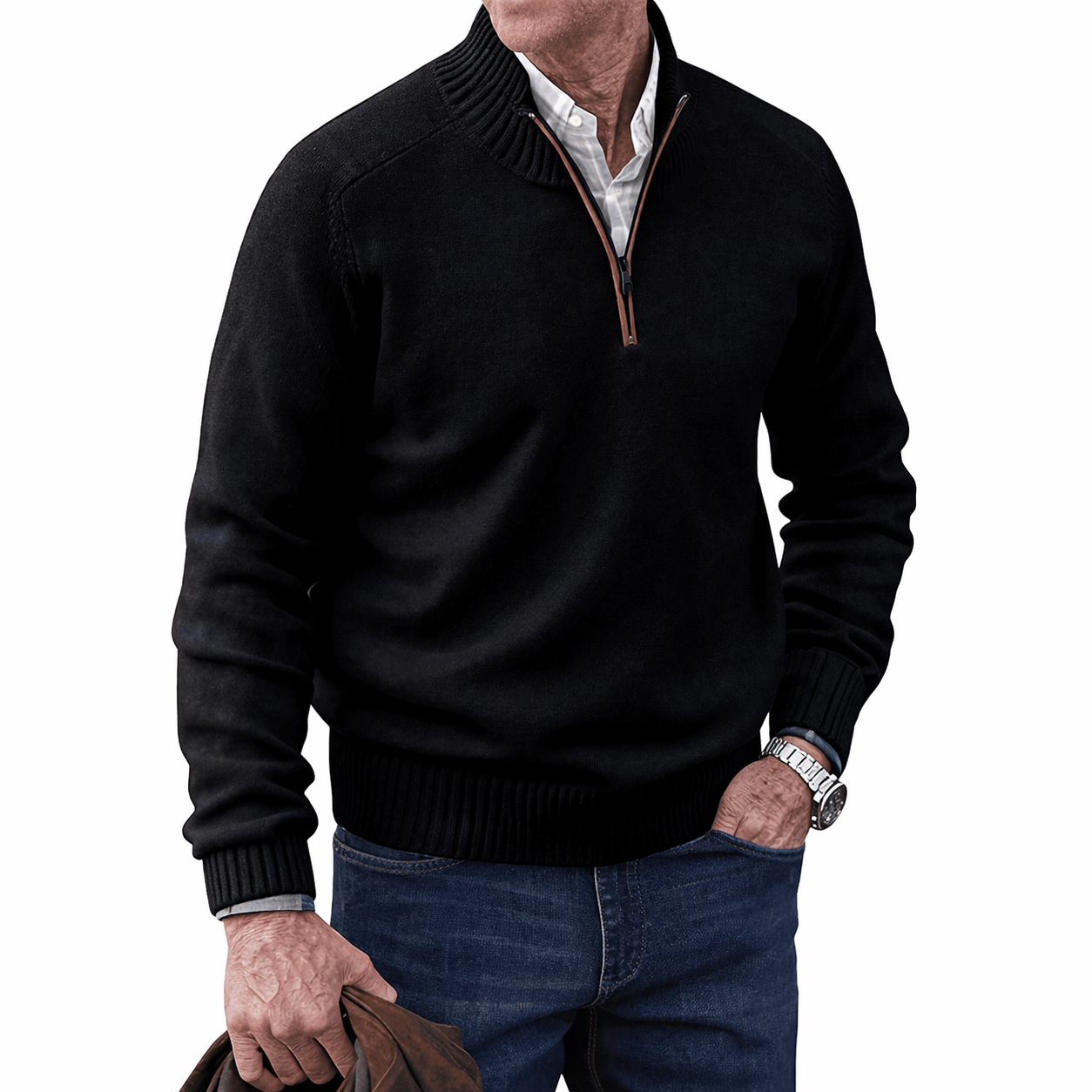 Camisola de Malha com Fecho de 1/4