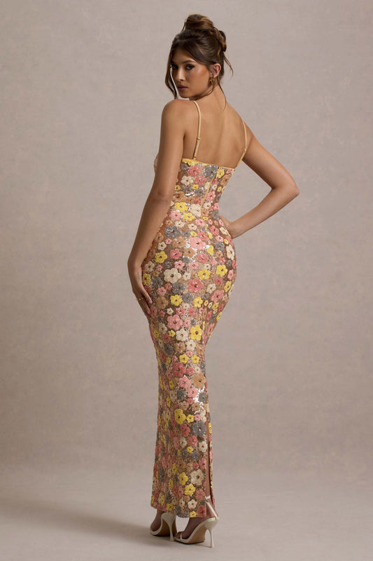 Aurélia™ Vestido Floral com Lantejoulas