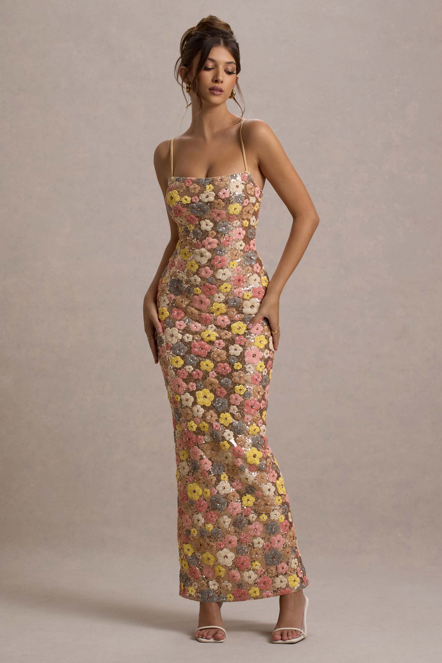 Aurélia™ Vestido Floral com Lantejoulas